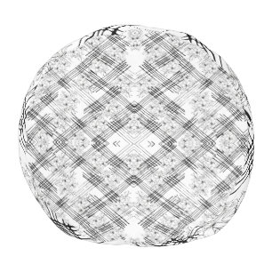 Modern Black & White Floral Geometric Pattern Pouf