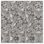Modern Black White Floral Watercolor Pattern Fabric