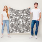 Modern Black White Floral Watercolor Pattern