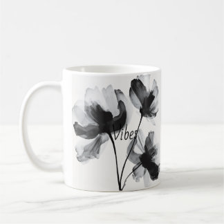 Modern Black & White Flower Art Coffee Mug