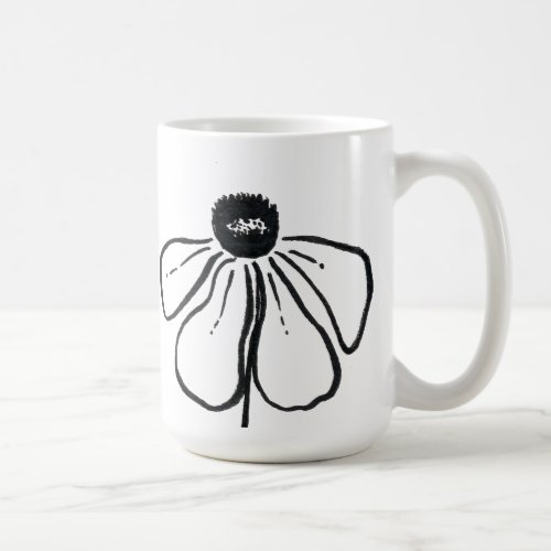 Modern Black  White Flower mug