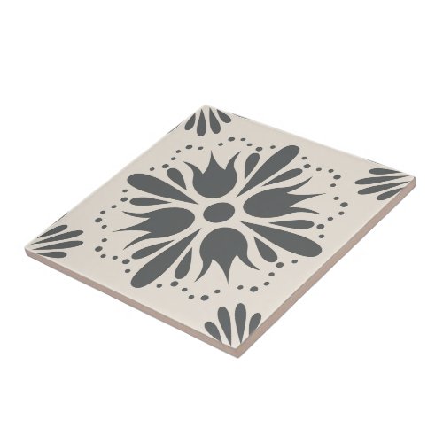 Modern Black White Flower Pattern DIY Ceramic Tile