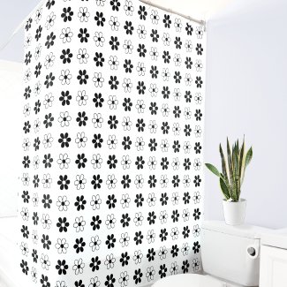 Modern Black & White Flowers on White