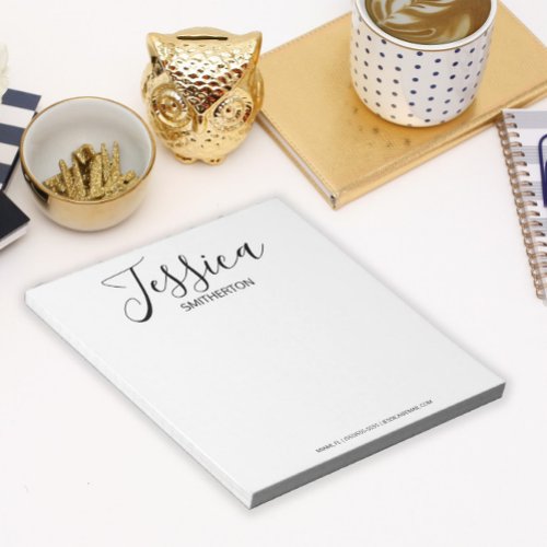 Modern Black White Full Name Trendy Stylish   Notepad