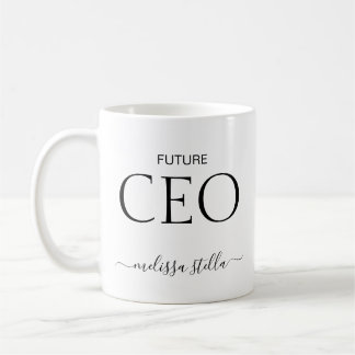 Modern Black & White Future CEO Name | Girly Gift Coffee Mug