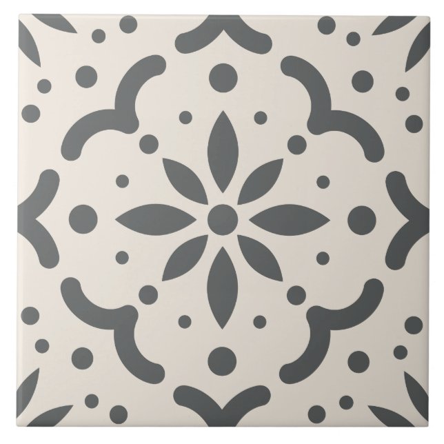 Modern Black White Geometric DIY  Ceramic Tile (Front)