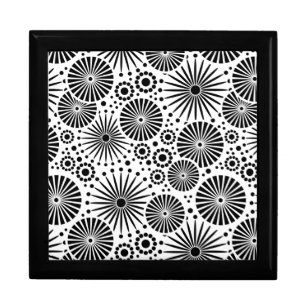 Modern Black White Geometric Flowers Starburst Keepsake Box