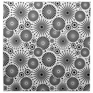 Modern Black White Geometric Flowers Starburst Napkin