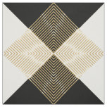 Modern Black White Geometric Gold Stripes Fabric