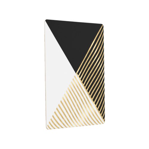Modern Black White Geometric Gold Stripes Metal Print