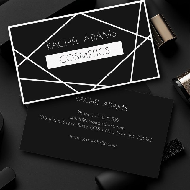 Modern Black & White Geometric  Minimalist Bold  Business Card (Creator Uploaded)