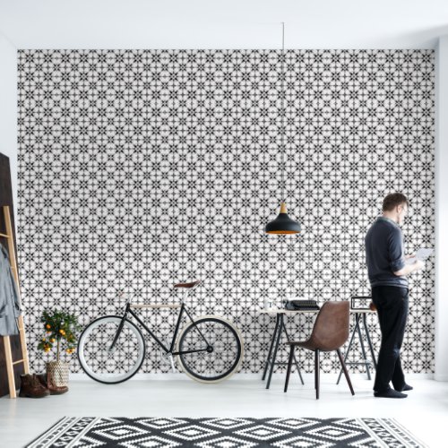 Modern Black White Geometric Octagon Chic Wallpaper