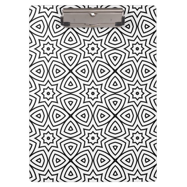 Modern Black & White Geometric Pattern  Clipboard (Front)