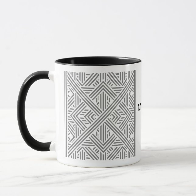 Modern Black & White Geometric Pattern Coffee Mug (Left)