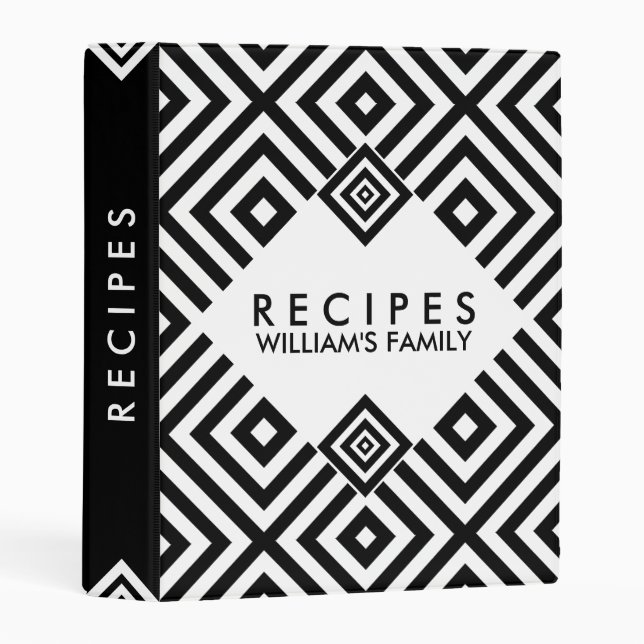 Modern Black & White geometric Pattern Mini Binder (Front/Spine)