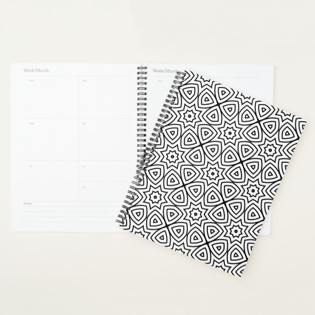 Modern Black & White Geometric Pattern  Planner (Display)
