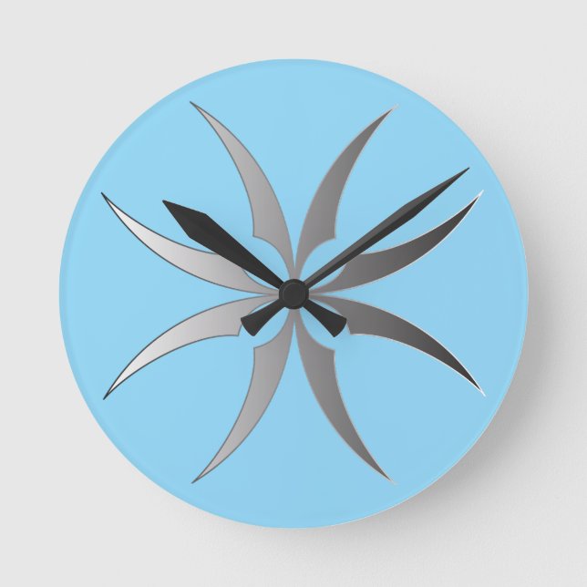 Modern Black & White Geometric Tech Wall Clock (Front)