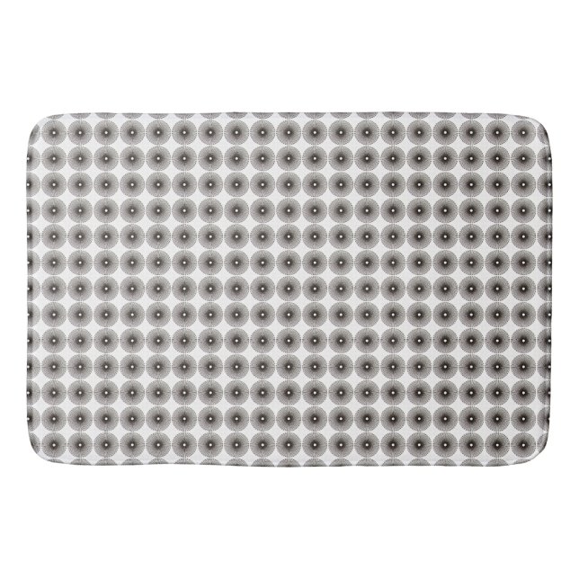Modern Black & White Geometrical Pattern Bath Mat (Front)