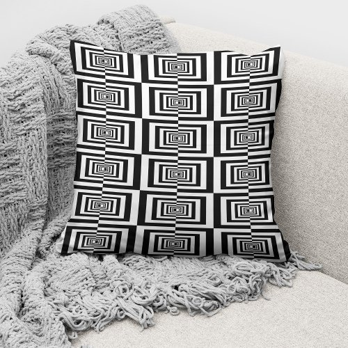 Modern Black White Geometrical Pattern Throw Pillow