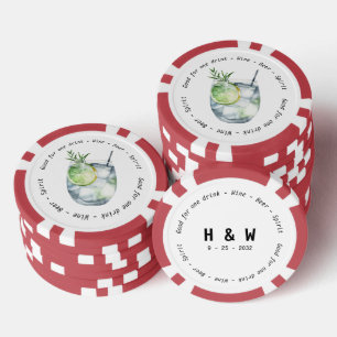 Modern Black White Gin Tonic Drink Voucher Wedding Poker Chips