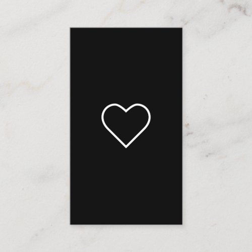 Modern black white girly heart minimalist blogger business card