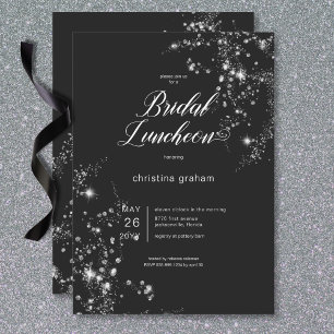 Modern Black & White Glam Diamonds Bridal Luncheon Invitation