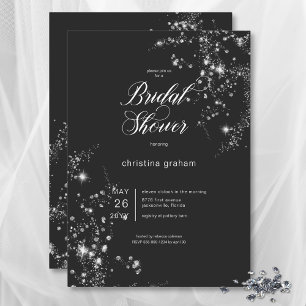 Modern Black & White Glam Diamonds Bridal Shower Invitation