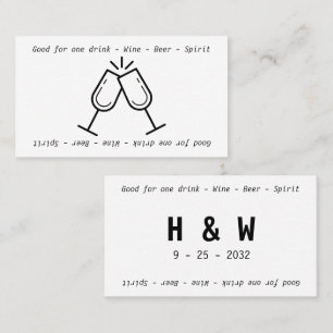 Modern Black White Glasses Wedding Drink Voucher Business Card