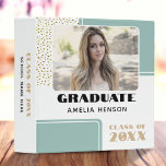 Modern Black White Glitter Graduate Photo Album 3 Ring Binder<br><div class="desc">Modern Black White Glitter Graduate Photo Album. A modern personalized graduation photo album with bold fonts and faux gold glitter is the perfect way to capture and celebrate the momentous occasion of completing the academic journey. The sleek, minimalist design of the album provides a timeless and classic feel to the...</div>