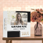 Modern Black White Glitter Graduate Photo Album 3 Ring Binder<br><div class="desc">Modern Black White Glitter Graduate Photo Album. A modern black and white personalized graduation photo album with bold fonts and faux gold glitter is the perfect way to capture and celebrate the momentous occasion of completing the academic journey. The sleek, minimalist design of the album and the contrast between the...</div>