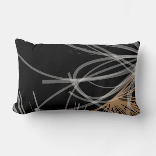 Modern Black White  Gold Abstract Design Lumbar Pillow