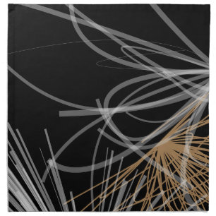 Modern Black White & Gold Abstract Ribbons Cloth Napkin