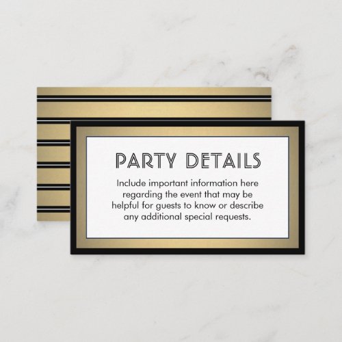 Modern Black White  Gold Faux Foil Details Enclosure Card
