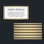 Modern Black, White & Gold Faux Foil Details Enclosure Card<br><div class="desc">Compliment black and gold party invitations and provide important information to guests with elegant matching enclosure cards. All wording on this template is simple to customize for any occasion. This card includes the celebration details of your choice such as directions, website, special requests, accommodations, reception, rsvp, etc. The design features...</div>