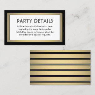 Modern Black, White & Gold Faux Foil Details Enclosure Card