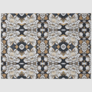 Modern Black White & Gold Floral Tissue Paper