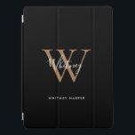 Modern Black White Gold Script Monogram Name  iPad iPad Pro Cover<br><div class="desc">Elegant modern black gold and white script monogram ipad pro cover. You can personalize the name and monogram initial to create your own unique design. Designed by Thisisnotme©</div>