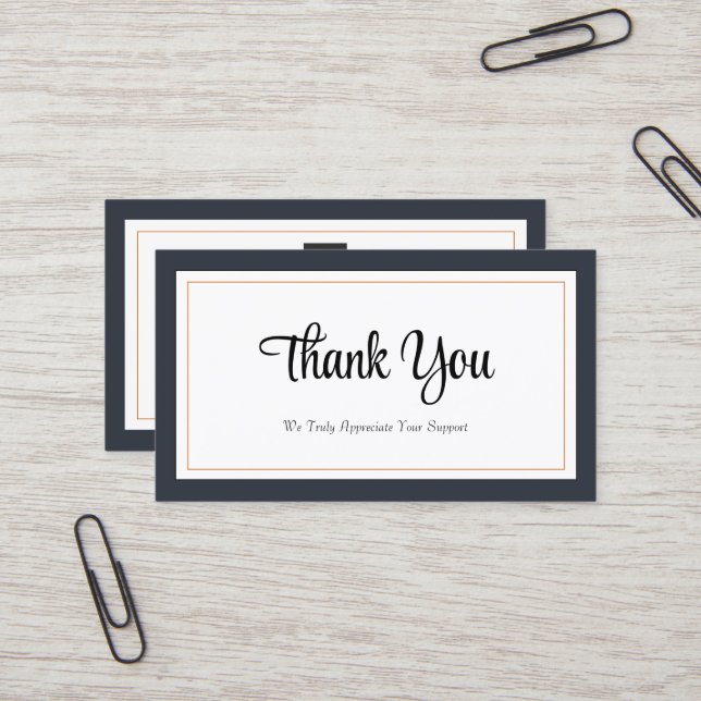 Modern Black White Gold Thank You Card (Front/Back In Situ)