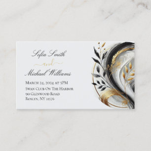 Modern Black White Gold Wedding-Botanical- Business Card