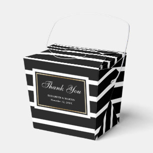 Modern Black White Gold Wedding Thank You Favor Boxes