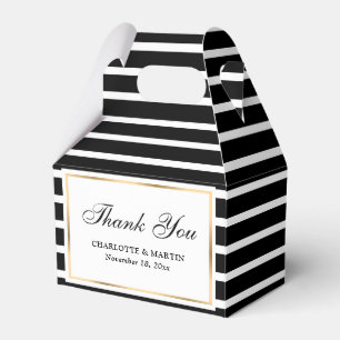 Modern Black White Gold Wedding Thank You Favor Boxes