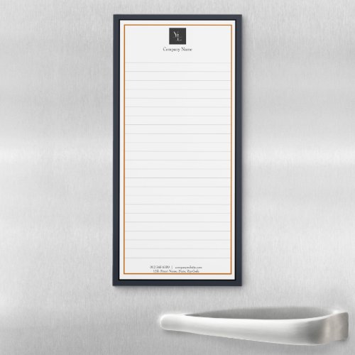 Modern Black White Gold with Business Logo Magnetic Notepad