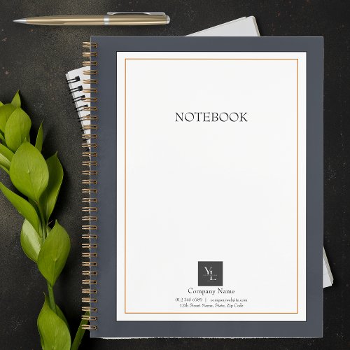 Modern Black White Gold with Business Logo Notebook