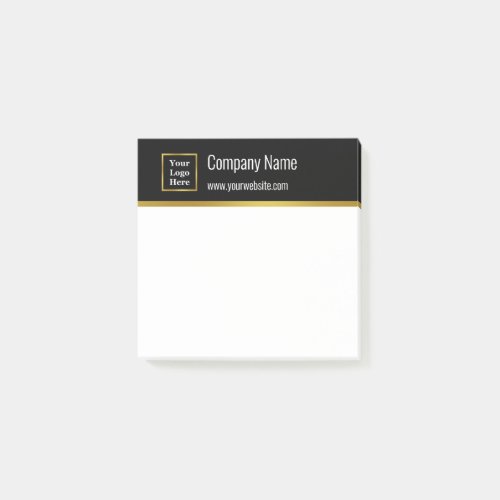 Modern Black White  Gold Your Logo Here Template Post_it Notes