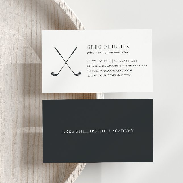 Modern Black & White Golf Pro or Instructor Business Card (Creator Uploaded)