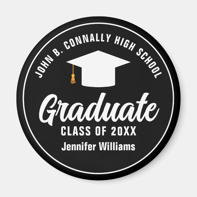 Modern Black White Graduate 2025 Graduation Party Magnet (Front)
