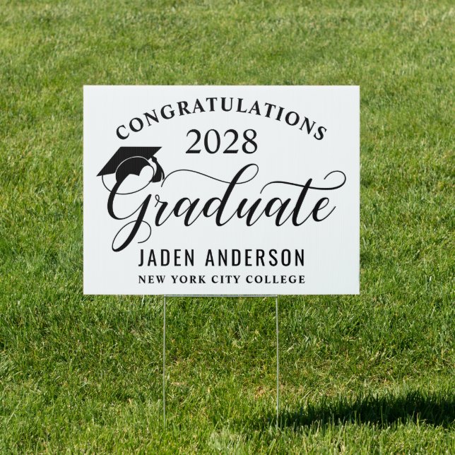 Modern Black White Graduation Banner Sign (Insitu)