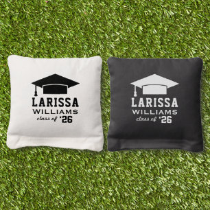 Modern Black White Graduation Party Cornhole Bags