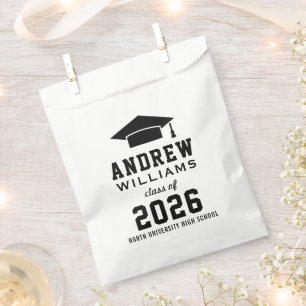 Modern Black White Graduation Party Favor Bag