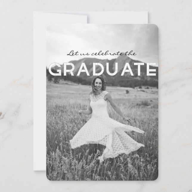 Modern Black & White Graduation Party Invite (Front)